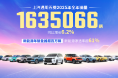 上汽通用五菱2025年累计销量超163.5万辆，新能源年销首超百万
