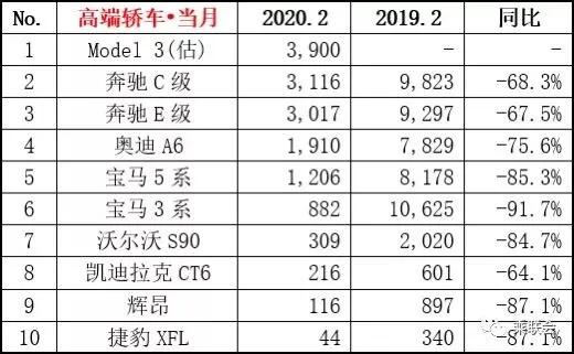 “休克”的2月：车市前十洗牌，BBA卖输特斯拉